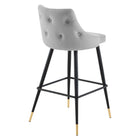 Modway Adorn Performance Velvet Bar Stool - Light Gray-Dense Foam Padding