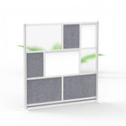 Luxor Modular Wall with Whiteboard - 70" W x 70" H - Segmented Grey Frame, Frosted Acrylic, Cool Grey PET-Creates semi permanent privacy in shared spaces