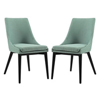 Modway Viscount Fabric Dining Side Chair - Laguna - 2 Pack-Black Rubberwood Legs