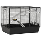 PawHut 23" H 3-Tier Small Pet Cage with Food Dish, Water Bottle and Ramps - Black-Suitable for hamsters, chinchillas, guinea pigs and other small pets 