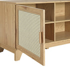 Manhattan Comfort Sheridan 62.99" Mid-Century Modern TV Stand - Nature-Solid Wood Vertical Handle with Painted Finish