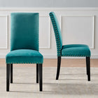 Modway Parcel Performance Velvet Dining Side Chairs - Teal - 2 Pack-8