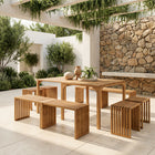 Zuo Riviera Extendable Bench - Natural - Set of 2-Dimensions: 13.4" L x 53.5" W x 18.3" H