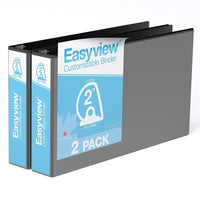 Davis Group Easyview Premium Customizable 11" x 17" Spreadsheet View Binder - Angle D Ring - 2" - Black - 2 Pack-Ledger D Ring View, Black, 475 Sheet Capacity, 2"