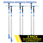 Gritt Commercial Pro Window Washing Cleaning Kit - 14" Squeegee - 14" Washer - 6' Telescopic Pole - 3 Pack-Handle swivels 180° to reach tight corners, edges and sills