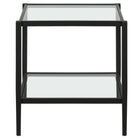 Hudson&Canal Hera 20"W Square Side Table with Glass Shelf - Blackened Bronze-Features a tempered glass top and shelf