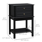 HOMCOM Modern 15.75" Nightstand - Black-High off the ground at the bottom 4.25" , prevent items from getting wet