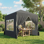 Outsunny 8.2 ft W x 8.2 ft L Pop Up Canopy Tent with Sidewalls - Instant Canopy-UPF50+ fire resistant 210D Oxford fabric roof with silver and PU double coating for excellent sun protection