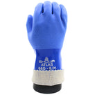 Atlas Full PVC Coating Extra Rough Finish 12" Gauntlet Glove - Cotton Liner - Blue - Large-Ergonomic design hand mold that replicates the natural curvature of the hand