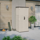 Suncast Vertical Shed - Vanilla-Pad lockable resin handles for added security, lock not included.