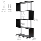 HOMCOM 5-Tiers Geometric Wooden Bookcase for Living Room - Black-Permet d’exposer facilement vos livres préférés, photos, objets de collection et plus encore 