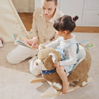 Qaba Baby Bear Design Rocking Horse - Brown-Fixed sound button on the ear which makes roaring sounds when pressed 