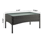 Manhattan Comfort Imperia Modern Patio 4-Person Conversation 4-Piece Set with Coffee Table - Black/Grey-Coffee Table Includes Removeable Tempered Frosted Glass