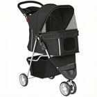 PawHut Deluxe 3-Wheel Pet Stroller with Brake, Canopy  - Black-Lightweight, foldable design simplifies storage and transport
