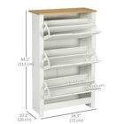 HOMCOM Narrow Shoe Cabinet with 3 Flip Drawers & Adjustable Shelf for Entryway - White-Melamine coating on the particleboard surface makes it easy to clean