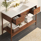 Modway Zaire 48" Single Sink Bathroom Vanity - Walnut/White-Tapered Legs