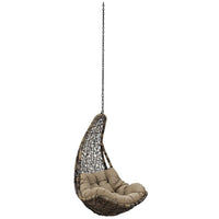 Modway Abate Outdoor Patio Swing Chair Without Stand - Black Mocha-78.5" Adjustable Steel Hanging Chain