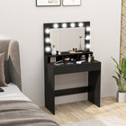 HOMCOM Makeup Vanity Desk with Lighted Mirror and Charging Station - 31.5" L x 15.7" W x 53.1" H - Black-Three lighting modes cater to various makeup application needs 