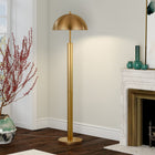 Hudson&Canal York 58" Tall Floor Lamp with Metal Shade - Brass/Brass-Rated for one 100W incandescent bulb - 9W LED bulb, 23W fluorescent (CFL) bulb, or 9W self-ballasted LED bulb, E26-base bulb, Bulb not included