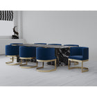 Manhattan Comfort Aura 24.4" Modern Velvet Upholstered Dining Chair - Royal Blue and Polished Brass-Stainless steel frame in polished brass finish