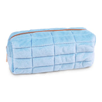Fashion Stationery Quilted Plush Pencil Case - 7.87" L x 3.14" W x 3.14" H - Blue-Ideal for holding pens, pencils and small accessories