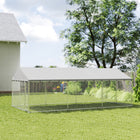 PawHut Outdoor Dog Kennel with Roof and Steel Fence - 19.7' x 9.8' x 7.1'-Two-person installation within 3 hours 