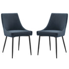 Modway Viscount Upholstered Fabric Dining Chairs - Black/Azure - 2 Pack-Retro Modern Dining Chairs