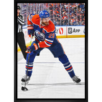 Leon Draisaitl Oilers Action - Framed Canvas - 22" x 31"-Premium canvas print with gallery-wrapped edges