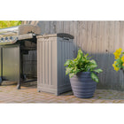 Suncast Trash Hideaway - Peppercorn-Trash bag roll holder for quick bag refresh access .