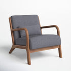 Ebello Hertford 26" Wide Mid Century Upholstered Solid Wood Accent Chair with an Extra Pillow - Grey-Dimensions: 29" H x 26" W x 32" D