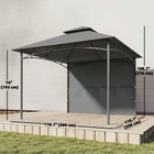 Outsunny 10 ft W x 10 ft L Patio Gazebo - Double Roof Outdoor Gazebo - Dark Grey-Powder-coated steel columns with supports provides stability and weather resistance