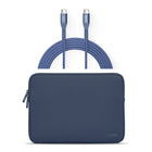 LOGiiX Vibrance Neo Sleeve Bundle with USB-C to USB-C Cable - Indigo-13" neoprene sleeve & 2.5m (8.2ft) USB-C to USB-C cable for extended-reach
