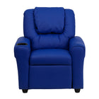 Flash Furniture Contemporary Blue Vinyl Kids Recliner with Cup Holder & Headrest-Cup Holder in armrest
