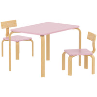 Qaba Kids Table & 2 Chair Set, Toddler Table & Chairs, Children Multi-Activity Furniture Set for Playing - Pink-3-piece set with table and 2 chairs
