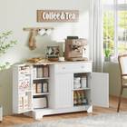 HOMCOM Modern Sideboard Buffet Cabinet with Wood Effect Top & Multi Storage Shelves - White-All-match modern style blends seamlessly with multiple room decors