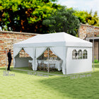 Outsunny 10' ft W x 20 ft L Pop Up Tent Outdoor Easy Folding Gazebo Party Tent - White-Sidewalls with hook and loop fasteners for easy assembly and removal, 4 with large pane window for maximum viewing