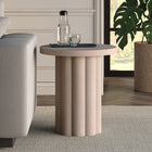 Hudson&Canal Olie Round Fluted Side Table - 20" W - Alder White-Tabletop features a weight capacity of 40 lbs