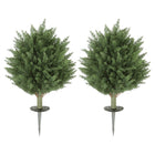 HOMCOM 24" Artificial Cypress Trees with Ground Stake - Green - 2 Pack-Two-piece artificial cypress trees set offers a realistic and dense appearance 