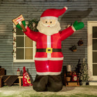 Outsunny 8' Lit Inflatable Santa Claus Holding Sign of Blessings Christmas Decoration-White LED lights create a jolly, magical, and eye-catching effect 