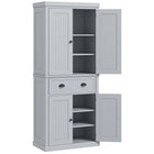 HOMCOM 72" H Freestanding Kitchen Pantry Cabinet with Drawer - Grey-Elegant colonial design with beadboard panels and antique handles 