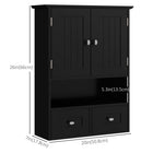 kleankin Bathroom Wall Cabinet with Shelf and Drawers - Black-Made of MDF for robust construction
