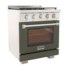 Kucht 30" KFX-X Series Pro Style Natural Gas Range - Stainless Steel/Olive Green-New true simmer burners for precise low heat cooking