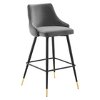 Modway Adorn Performance Velvet Bar Stool - Gray-Vintage Modern Bar Stool