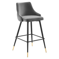 Modway Adorn Performance Velvet Bar Stool - Gray-Vintage Modern Bar Stool