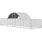 PawHut Metal Chicken Run with Waterproof Anti-UV Cover - 21.7' x 6.2' x 6.4' - Silver-Shady roof keeps pets cool, dry, comfortable, and protected from the rain and UV rays 