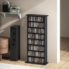 HOMCOM Slim Media Storage Cabinet - Black-Material: Particleboard