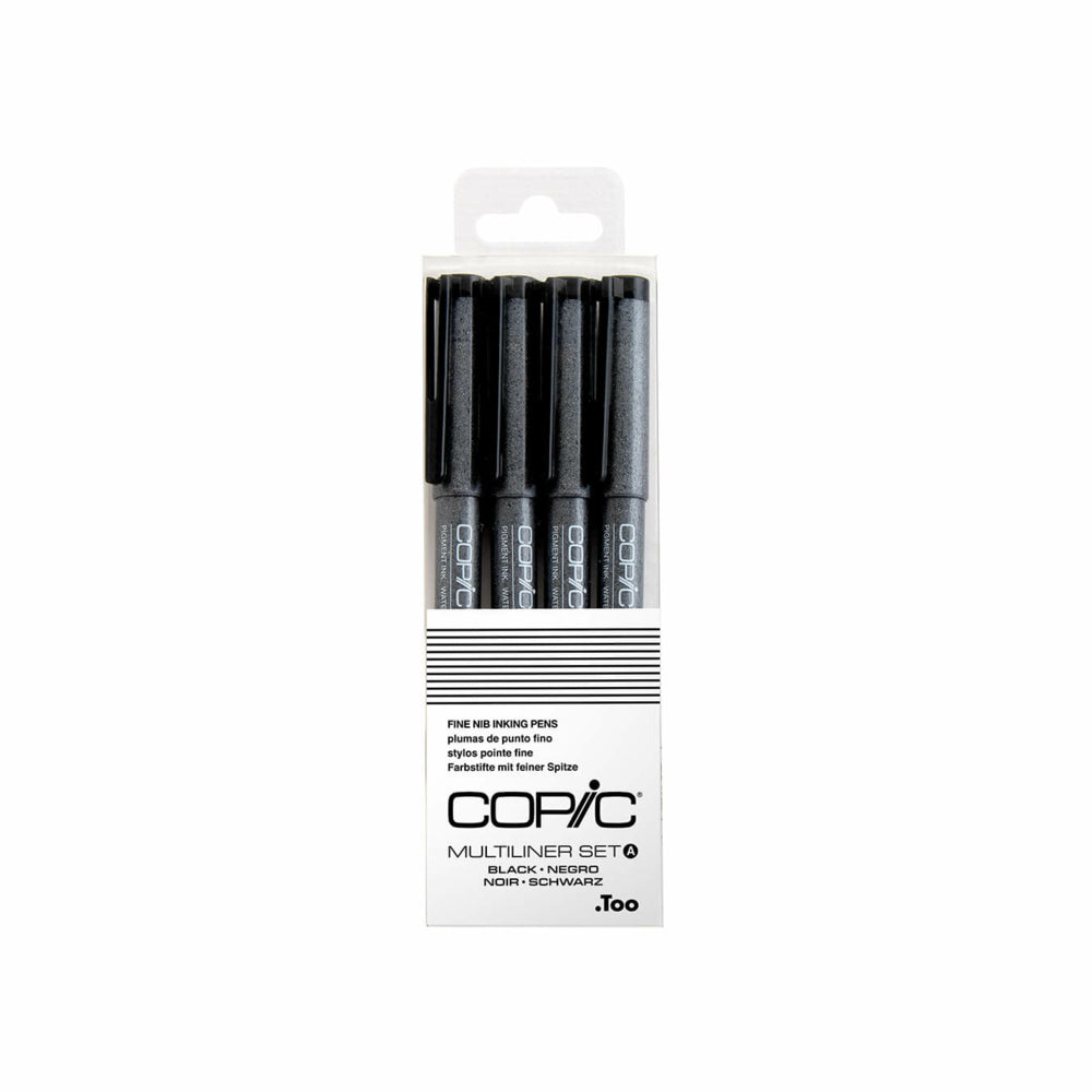 Copic Multiliner Fine Nib Inking Pens - Black Set A - Set of 4