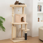 PawHut 52" Cat Tree with Scratching Posts, Bed and Condo - Beige-Scratching posts prevent damage to home furnishings 