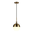 Hudson&Canal Orb 8" Wide Small Pendant with Glass Shade - Brass/White Milk-Paired with a white globe glass shade