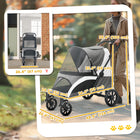 PawHut Foldable Pet Stroller for Dogs - Dark Grey-Detachable wheels to save space when not in use 